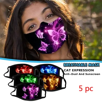 

Fashion Butterfly Print Cotton Dust-proof Smog Mask Ladies Mouth Mask Mouth Cover Washable Women Outdoor Reusable Mouth Mask