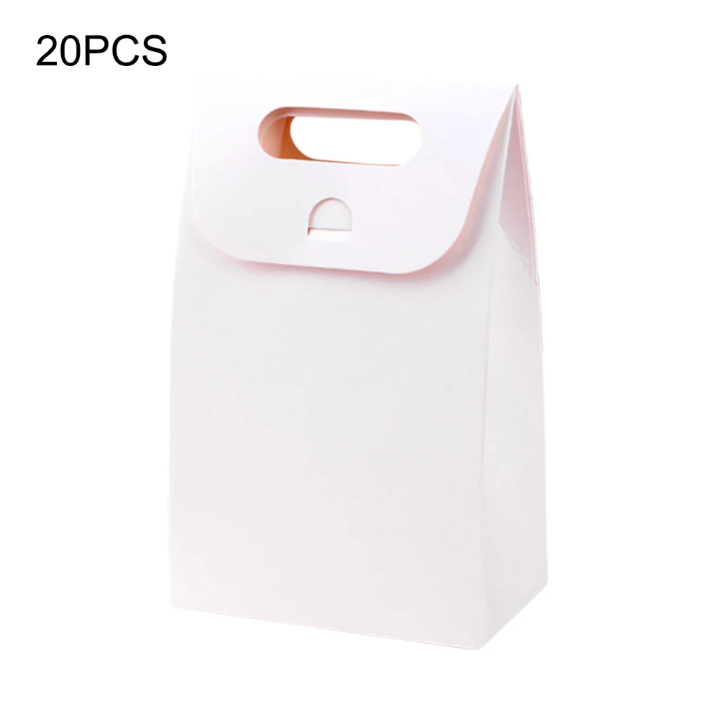 White 20pcs Brown Kraft Paper Candy Cupcake Bag Wedding Cookies Cake Packaging Bag Recyclable Food Bread Party Shopping Bags - Цвет: White