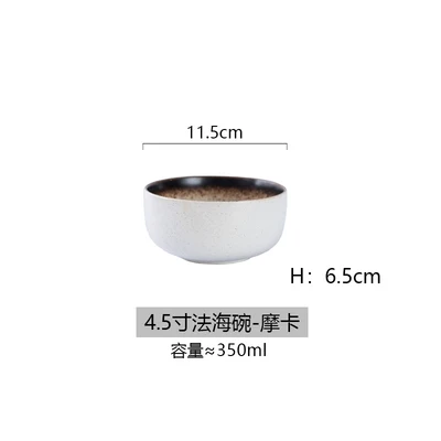 Japanese ceramic tableware Western steak dish retro striped disc rice bowl dessert salad bowl kitchen cutlery decorative plate - Цвет: 1pcs-4.5 inches