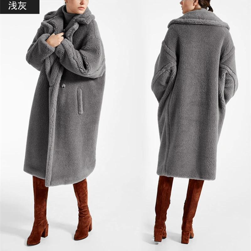 Зимнее длинное пальто из овечьего меха женское плотное теплое пальто из плюшевого меха модное женское искусственный мех Меховая куртка женское Свободное пальто из искусственного меха WJ432