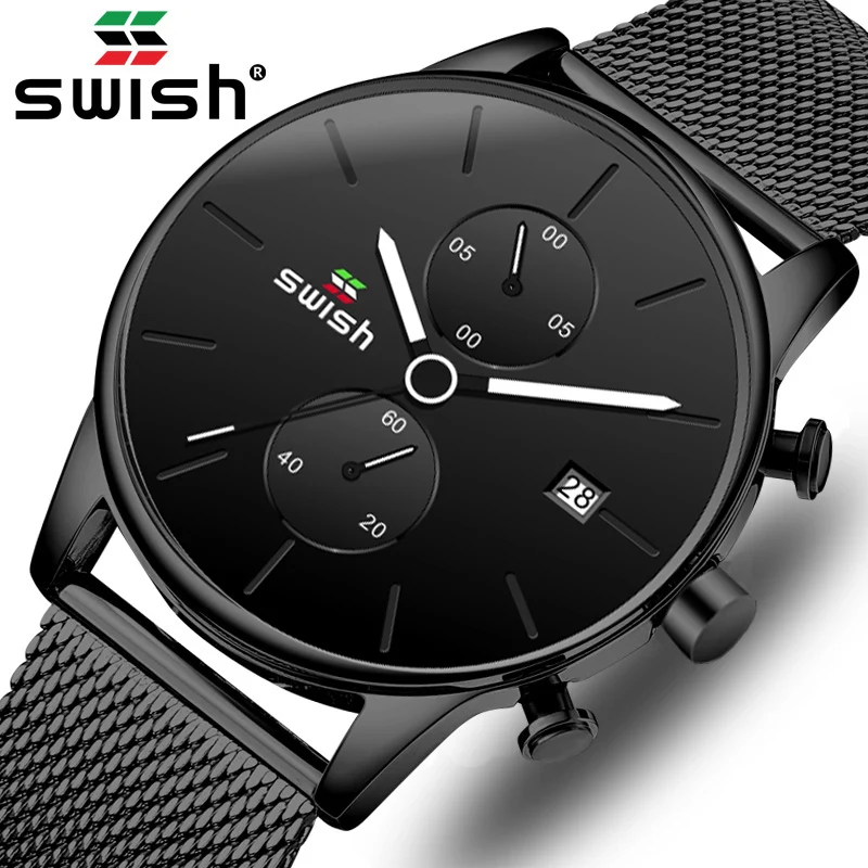 SWISH повседневные часы для мужчин 2020 спортивные из нержавеющей стали