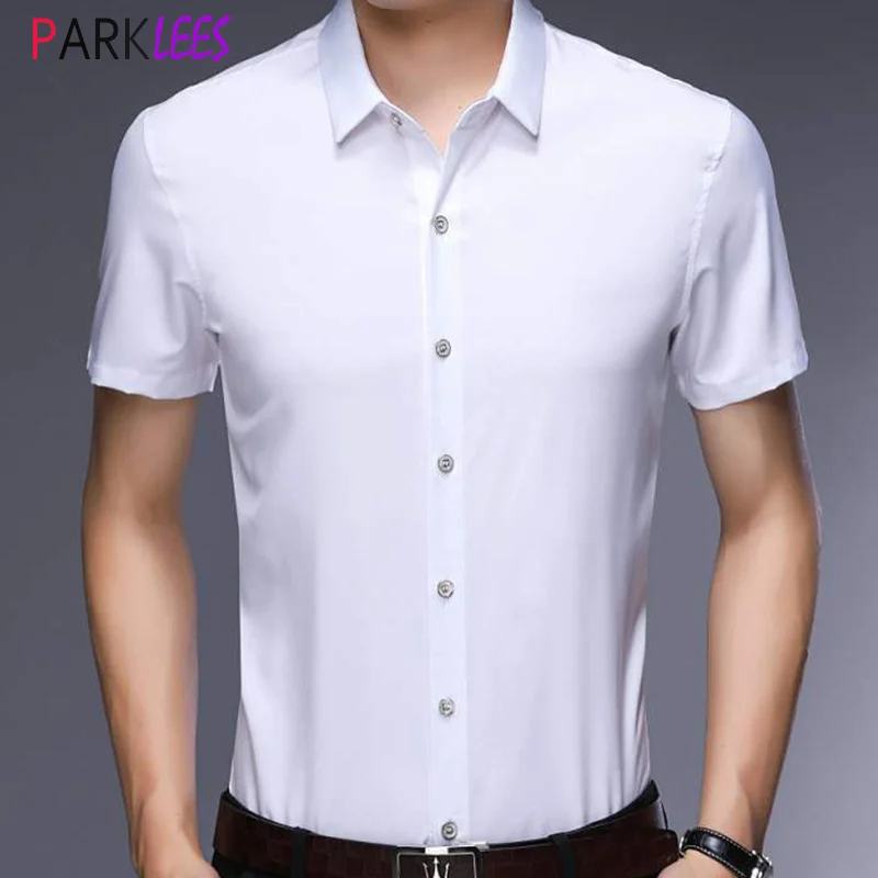 white formal business shirt for men 2020 summer brand short sleeve slim fit mens dress shirts casual button down chemise homme casual shirts aliexpress aliexpress