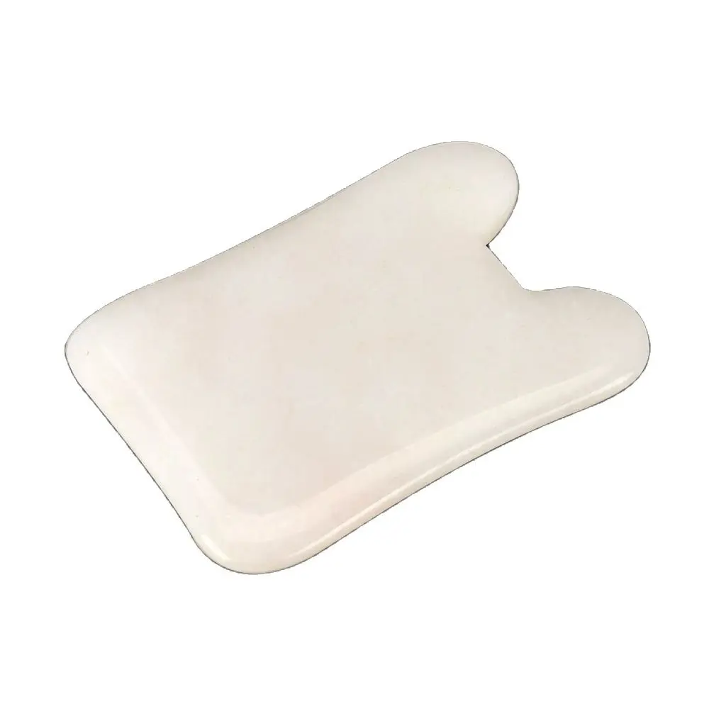 Natural White Jade Guasha Board Massager Tool Crystal Energy Stone Traditional Scraper Mat for Body Back Neck Health Massage