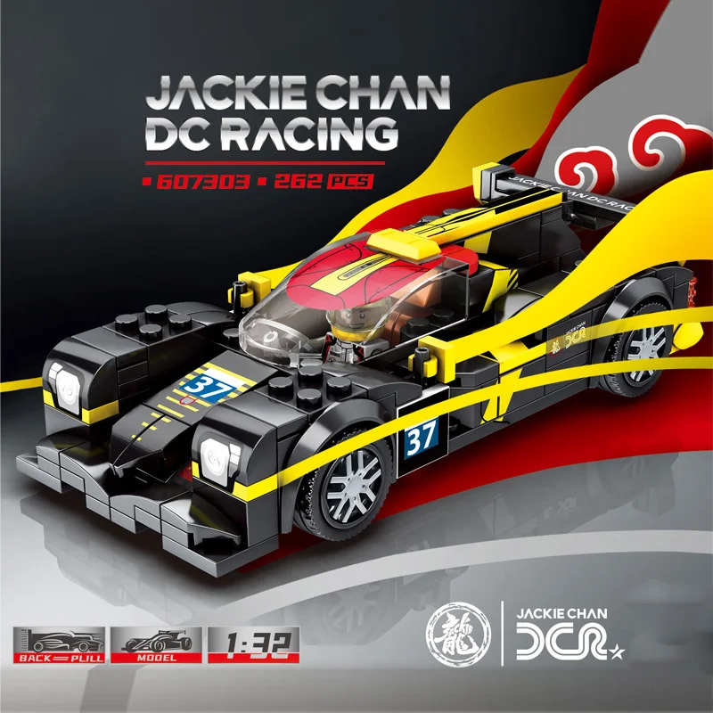 technical Speed champion No.37 car jackie chan DC racing team building block pull back vehicle racer figures bricks toy for gift | Игрушки и