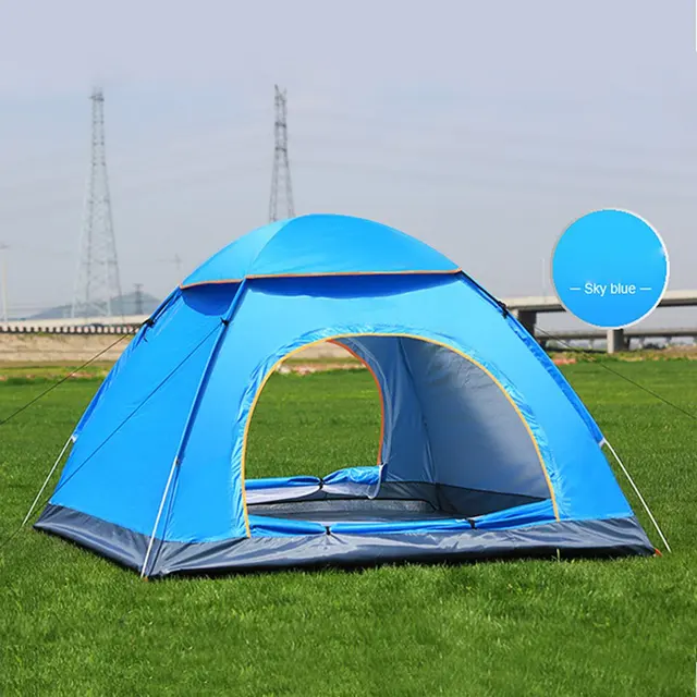 Outdoor Automatic Tents Camping Waterproof Tents 3-4 People Beach Camping Showers Speed Open Double Tent 2