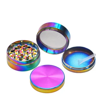 

Tobacco Grinder 4 Layers Aluminum Alloy Material Colorful Ice Blue Cigarette Hookah Shisha Accessories Rainbow