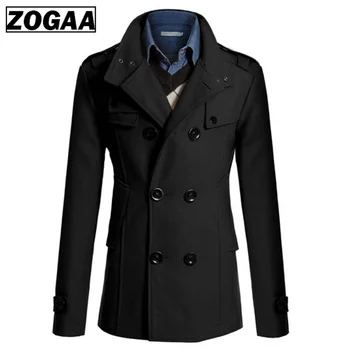 

ZOGAA Men's Jacket Winter autumn Warm Woolen Coats Casual Slim Fit Double-breasted Business Blends Jacket Overcoat Trench Blends
