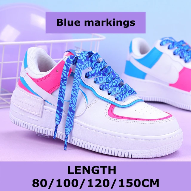 Flat Shoelaces Rainbow Colour Shoe Laces Casual Canvas Shoes Colorful Shoelace Print Gradient Suitable for All Unisex 1 Pair Blue markings
