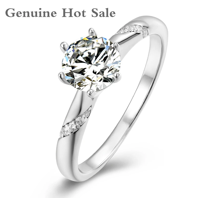 

925 Silver 1ct 6.5mm D Color Moissanite Rings Engagement Wedding Ring For Women Trendy Classic Elegant Fine Jewelry unique Gift