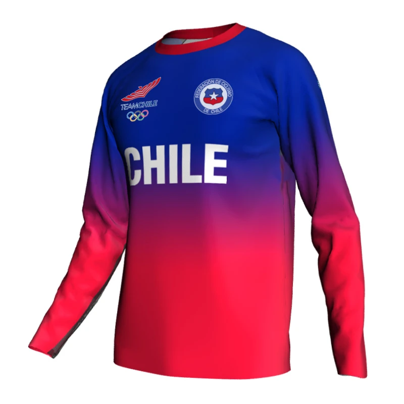 Camiseta de manga larga para ciclismo de Motocross, ropa para de montaña y carretera, color y azul, diseño de Chile|Maillot de ciclismo| - AliExpress