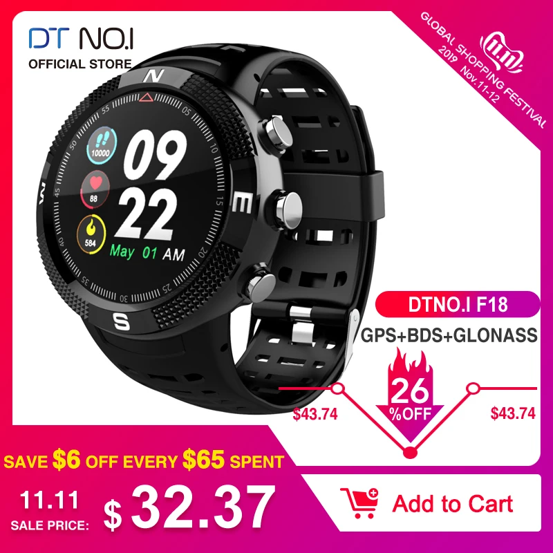 Preise DTNO. ICH NO. 1 F18 GPS BDS GLONASS 3 Satelliten Global Positioning System Herz Rate Blue tooth 4,2 Sport Smart Uhr smartwatch