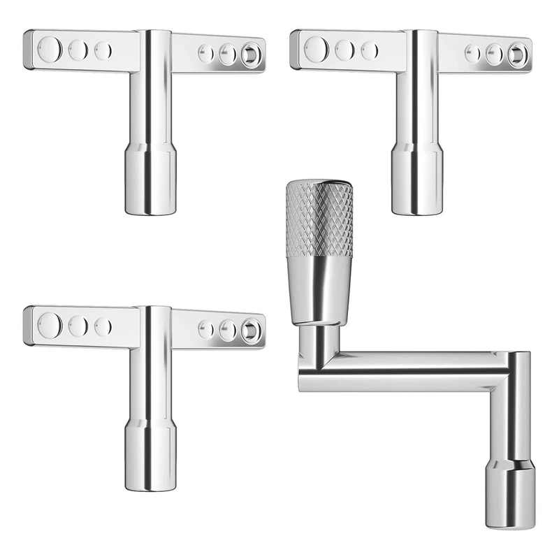 

Drum Keys 3-Pack with Continuous Motion Speed Key Universal Drum Tuning Key Standard Chrome with Hole