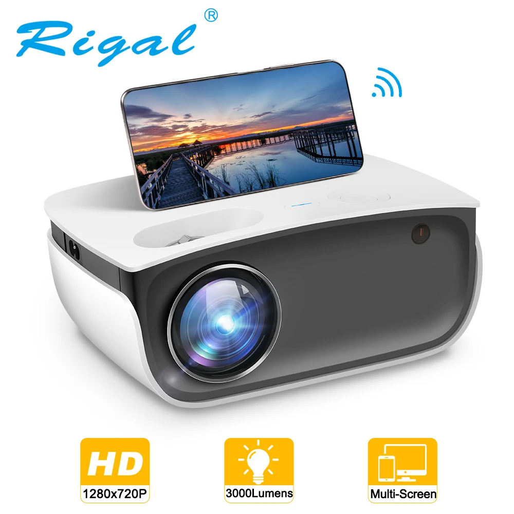 Мини проектор Rigal RD850 Wi Fi Поддержка Android IOS Смартфон Естественное разрешение 720P 1080P
