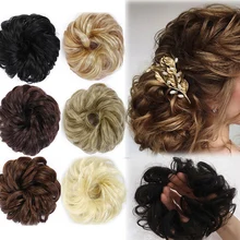 LUPU Кудрявые Волнистые грязные шиньон с резинкой черный коричневый волосы булочка для наращивания пончик синтетические высокотемпературные волокна волос кусок