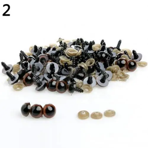100 Pcs 8-20mm Plastic Safety Eyes for Teddy Bear Doll Animal Puppet Craft DIY Plastic Safety Eyes Puppet Craft DIY Craft DIY Brown