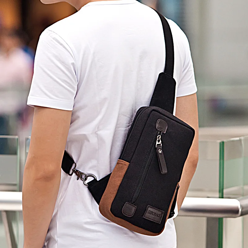 

Canvas Bag Men Chest Pack Korean-style Trendy Bag Women's Casual Crossbody Bag Outdoor Sports Backpack Bag Wallet