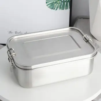 

1200ML Lunch Box 304 Stainless Steel With Removable Separator With Buckle Sealed Leak-Proof Lunch Box Square Student Lunch Box
