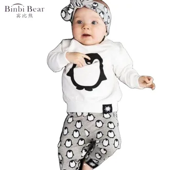 

Binbi Bear 2020 European and American Infant 0-3 Children's Clothing Animal Pattern Modal Trousers Long Sleeve Two-piece