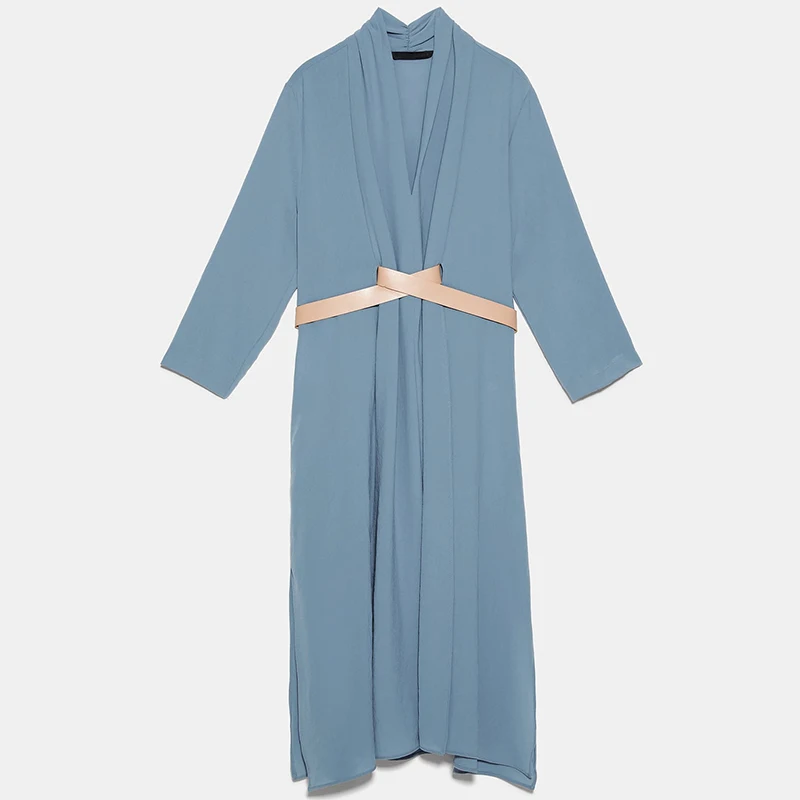 Новинка летнее синее платье ZA для женщин модное корейское богемное свободное платье пляжные вечерние подарки для друзей/сестер с v-образным вырезом - Цвет: dress