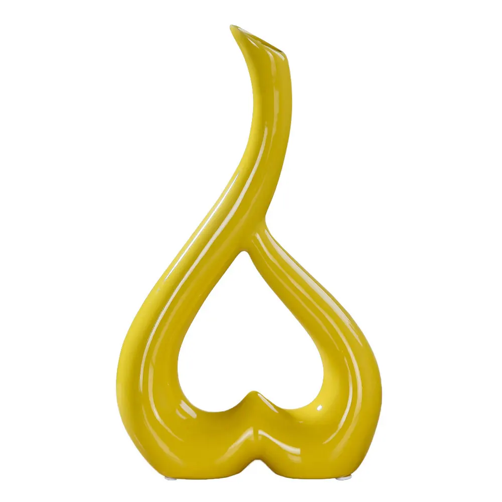 Yellow 5 цветов, керамическая Цветочная ваза, ваза для цветов, яркие цвета, Декор, вечерние, свадебные, для дома, 3D, креативный, красивый, Праздничный Орнамент - Цвет: Yellow