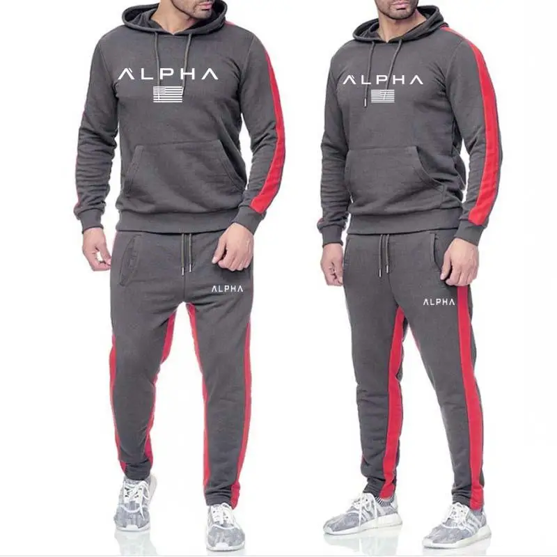 

2019 New Two Pieces Set Fashion Hooded Sweatshirts Sportswear Men Tracksuit Hoodie Autumn Brand Clothes Hoodies+Pants men sets