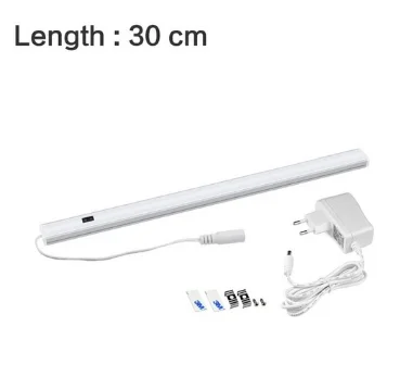 30cm with adapter Светодиодная подсветка под шкаф ручная развертка Сенсор Ночной светильник 12v светодиодный бар светильник для Спальня, Кухня, шкаф, шкаф для одежды, Лестницы, Hallwall - Цвет: 30cm with adapter