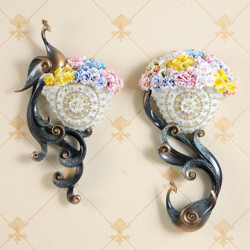 Ваза из смолы, роскошное украшение на стену+ искусственный цветок, украшение ручной работы для гостиной, 3D ТВ-фон, украшение для росписи