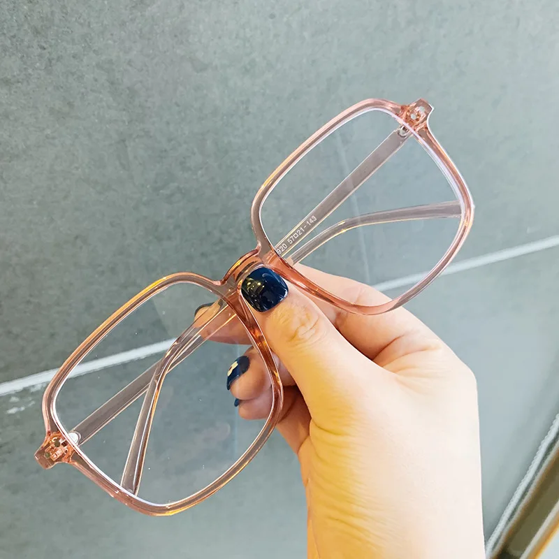 clear pink Большие очки, квадратная оправа, прозрачные модные очки, пластиковые женские очки, оправа oculos de grau, прозрачные очки - Цвет оправы: clear pink