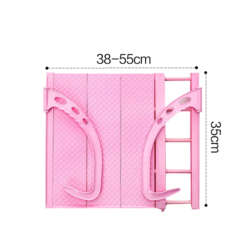 Многофункциональная домашняя подвесная вешалка, Регулируемая Складная полка для одежды, обуви, сушильных стеллажей, держатель, подставка для хранения цветов, Органайзер - Цвет: Pink-S