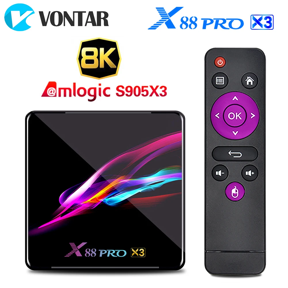 

VONTAR X88 PRO X3 TV Box Android 9.0 4GB RAM 64GB 128GB Amlogic S905X3 Quad-core 1080p 8K Wifi youtube 2G 16G Set top Box