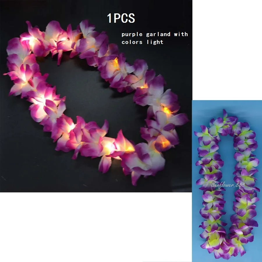 Свечение maraca Hawaii Luau вечерние светодиодный светящийся цветок ожерелье леи хула Гирлянда Венок для женщин и девушек вечерние свадебные принадлежности navidad - Цвет: 10