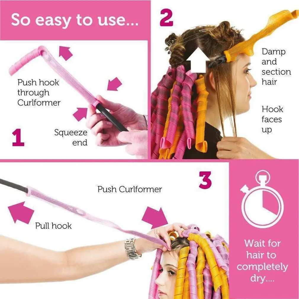 24 Egg Rolls Large Curls Do Not Hurt Hair Curling Iron Artifact Magic Volume Diy Spiral Big Wave Curling Tube Roll Plastic 55cm