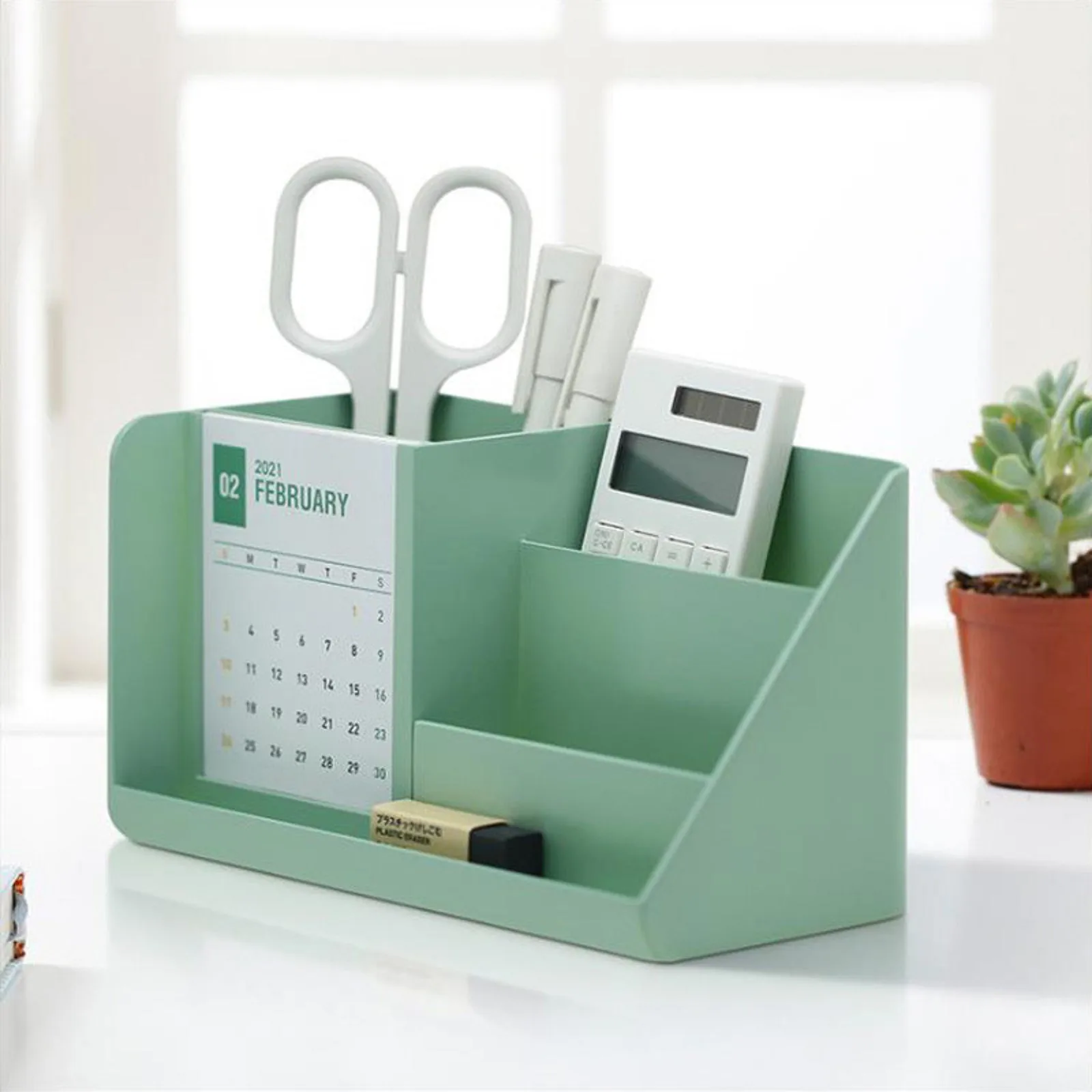 40# 2021 Plastic Desk Organizer Calendar Creative Pen Holder Storage Box Remote Control Debris | Дом и сад