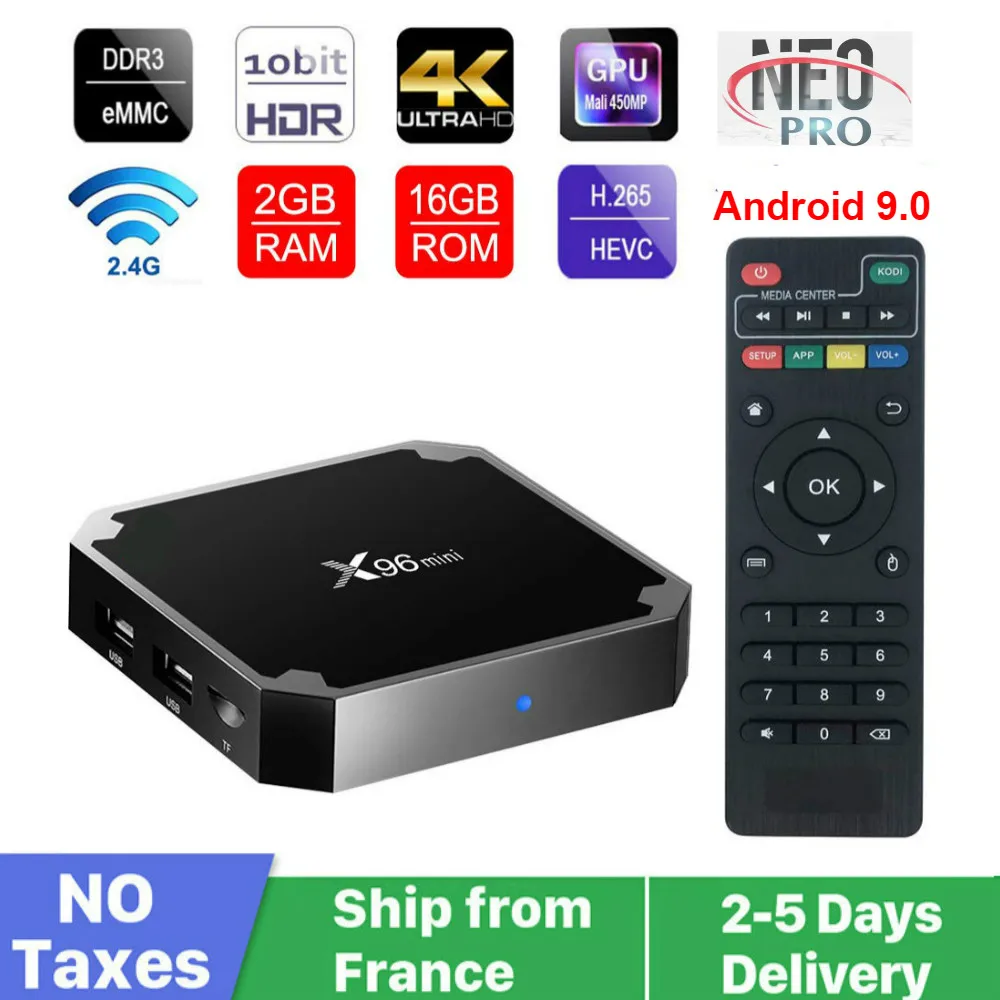 Authentic X96 mini NEOTV Pro Smart TV Box Android 9.0 Ship from France S905 Quad Core 8G 16G Full HD Neo tv pro 2 Set Top Box