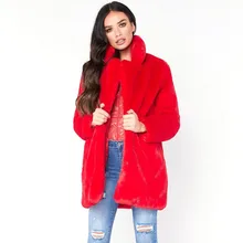 Женские новые модные теплые пальто из искусственного меха простые лаконичные однотонные пальто средней длины для зимы
