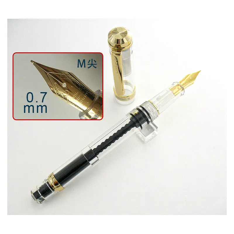 

2019 Model Wing Sung 698 Transparent Piston Fountain Pen M Nib 0.7mm Stationery Office school supplies penna stilografica