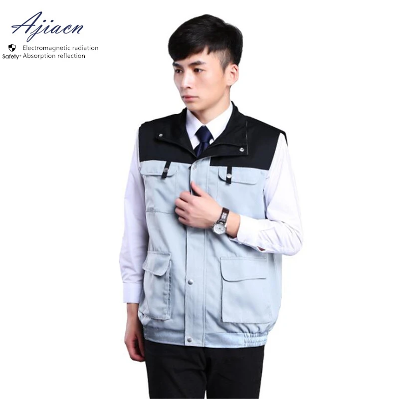 

Ajiacn Anti-Electromagnetic radiation Invisible zipper Multi-pocket vest Electronic equipment operator EMF shielding clothing