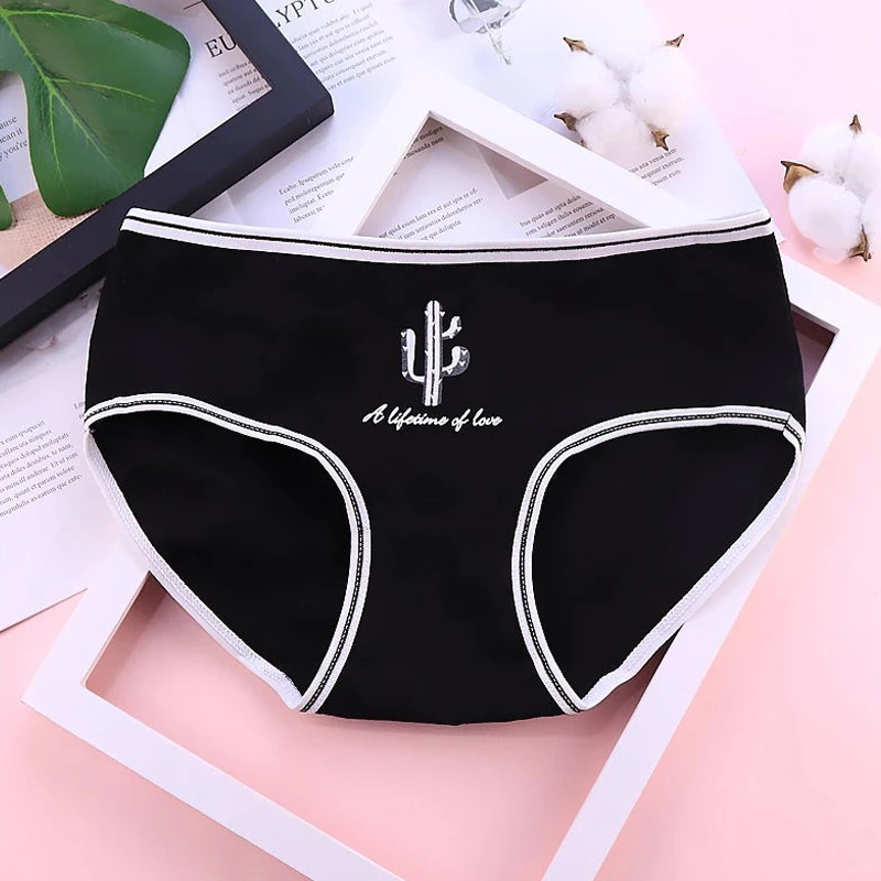 Nordic Simple ins ladies underwear women's cotton sexy large size cotton no trace middle waist girls briefs - Цвет: C