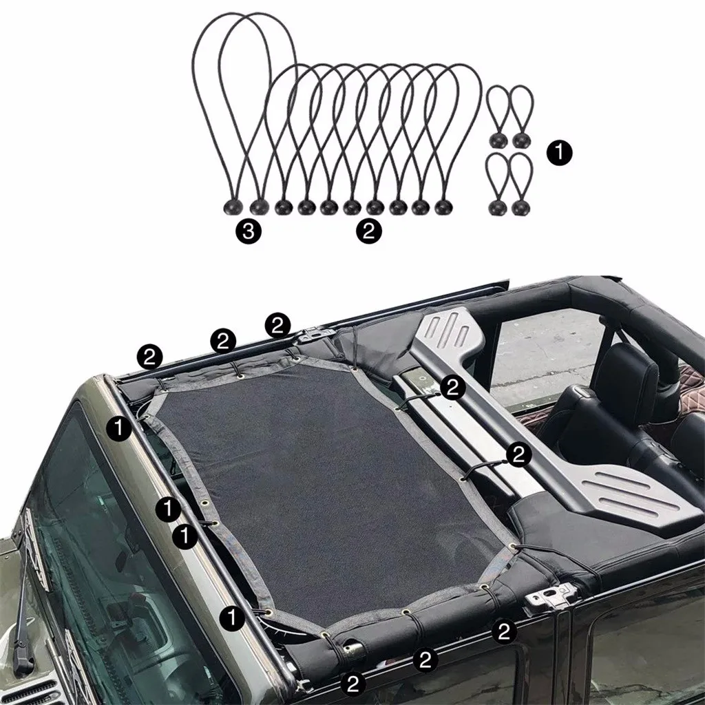 

UV Protection and Free Airflow UV Protection Mesh Sunshade for Jeep Wrangler JK 2 Door and 4 Door 2007-2017 Durable Use#P15