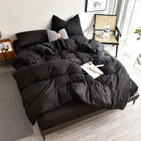 Bedding Set High Quality Skin Friendly Fabric Black Duvet Cover Set Solid Color Single Double King Size Quilt Cover Set 2