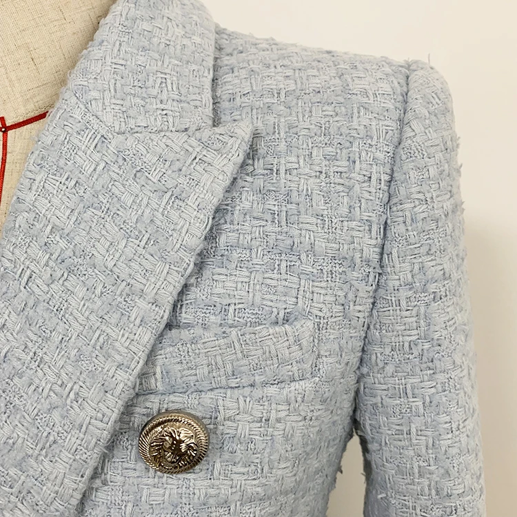 Высококачественная осенне-зимняя Дизайнерская куртка г. Женский двубортный блейзер с пуговицами льва из шерсти