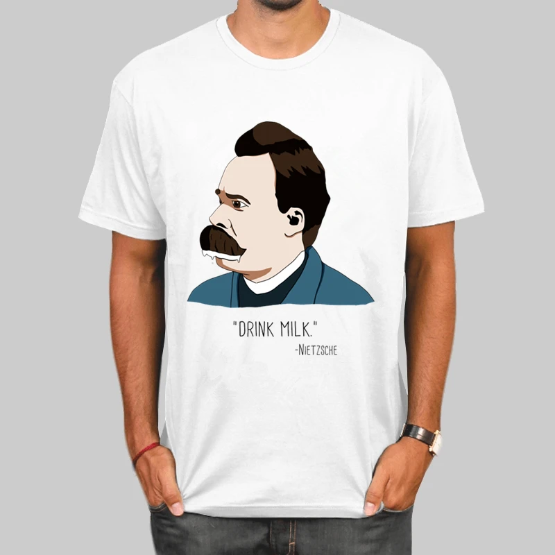 MEN Print Friedrich Nietzsche  T-shirt O-Neck Casual Mens T shirts Fashion Men And Women Tops Men T-shirt