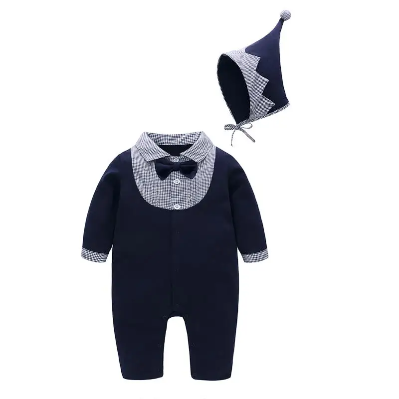 Famuka Baby Romer для мальчиков, костюм джентльмена с длинными рукавами, 100% хлопок, одежда для дня рождения, Одежда для новорожденных, один предмет