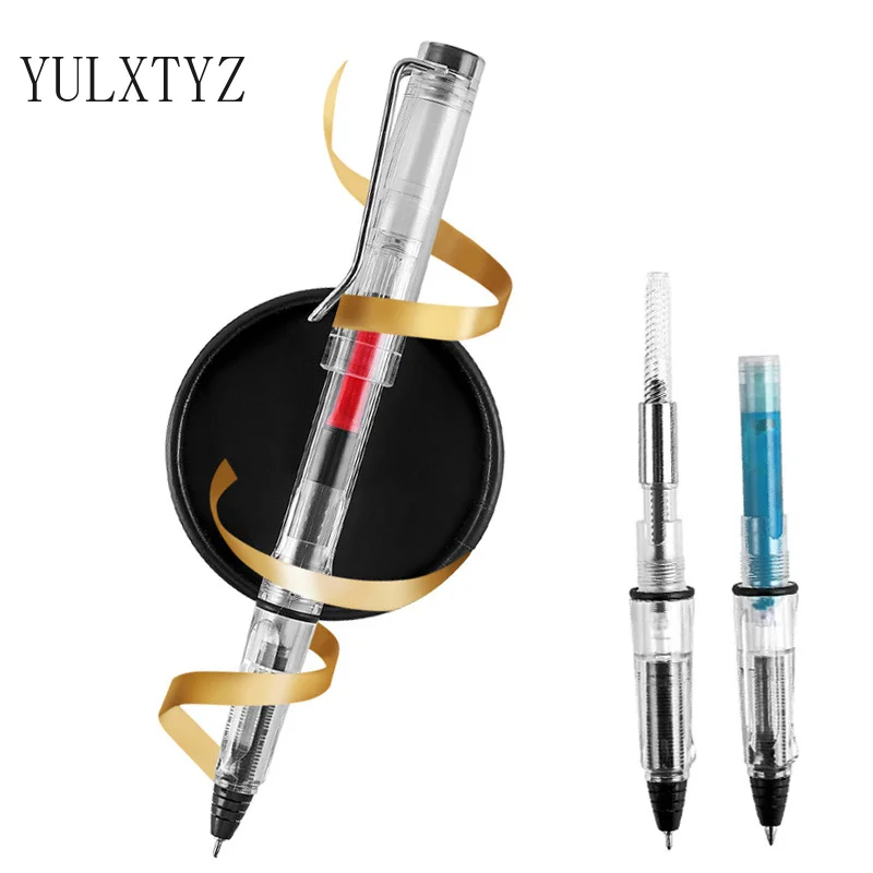 

2pc/lot Multifunction Transparent Gel Pen Fountain Pen-type 0.38mm/0.5mm Can Absorb Ink and Ink Sac Pen School Office Stationery