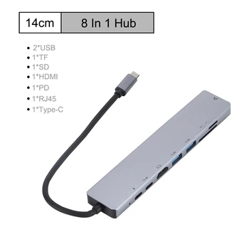 

8-In-1 USB Type C Hub USB C to HDMI RJ45 Ethernet USB 3.0 Ports SD/TF Card Reader USB-C PD Power Delivery for MacBook Pro Dock