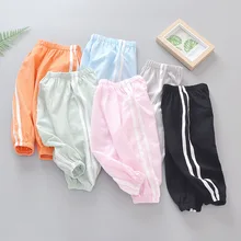 Летние новые стильные противомоскитные штаны из хлопка и льна для малышей повседневные модные длинные штаны