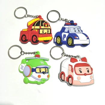 

4 Styles Acion Figure Robocar Poli Traffic Safety with Poli Keychain Soft PVC Key Toys For Children Gift