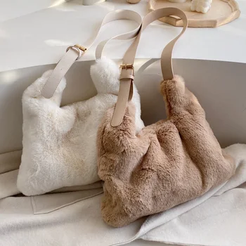 

women winter novelty big faux fur one shouder bag