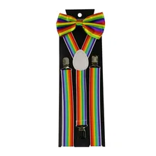 Для взрослых мужчин галстук-бабочка ремень клип набор красочные радужные полосатые подтяжки галстук бабочка для мужчины и женщины