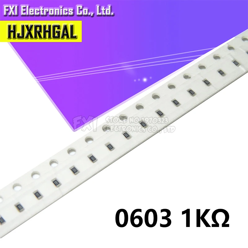 300 шт. 0603 1k чип фиксированный резистор SMD 1K Ом 102 новый оригинальный | Электронные